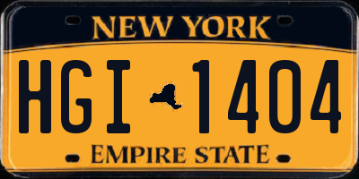 NY license plate HGI1404