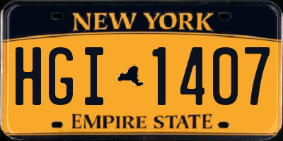 NY license plate HGI1407