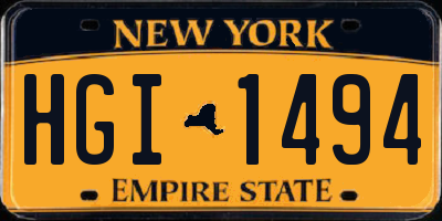 NY license plate HGI1494