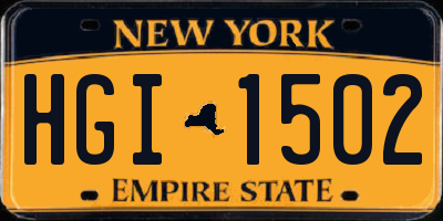 NY license plate HGI1502