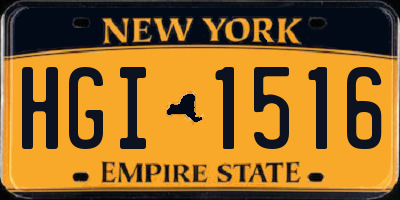 NY license plate HGI1516