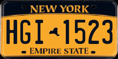 NY license plate HGI1523