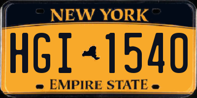 NY license plate HGI1540