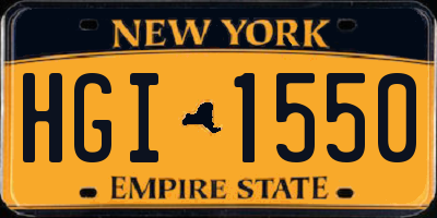NY license plate HGI1550
