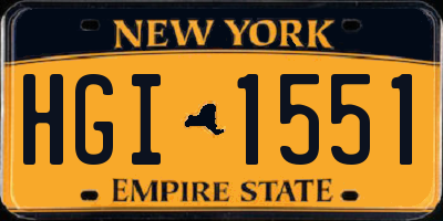 NY license plate HGI1551