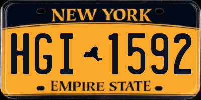 NY license plate HGI1592