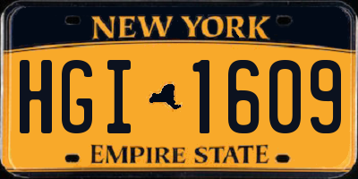 NY license plate HGI1609