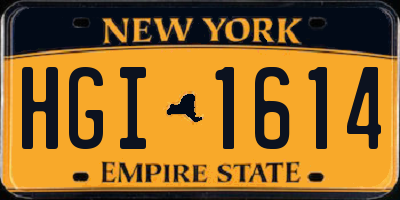 NY license plate HGI1614