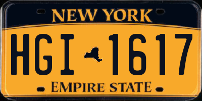 NY license plate HGI1617