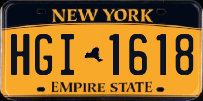 NY license plate HGI1618