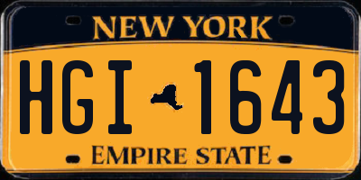 NY license plate HGI1643