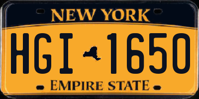 NY license plate HGI1650