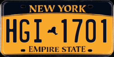 NY license plate HGI1701