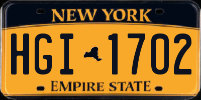 NY license plate HGI1702