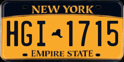NY license plate HGI1715