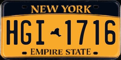 NY license plate HGI1716