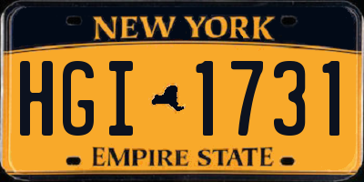 NY license plate HGI1731