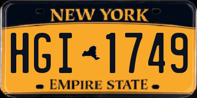 NY license plate HGI1749