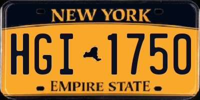 NY license plate HGI1750