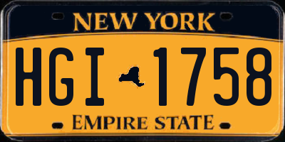 NY license plate HGI1758