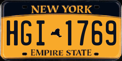 NY license plate HGI1769