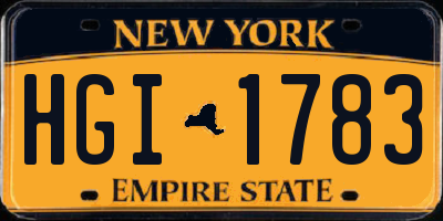 NY license plate HGI1783