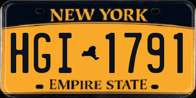 NY license plate HGI1791