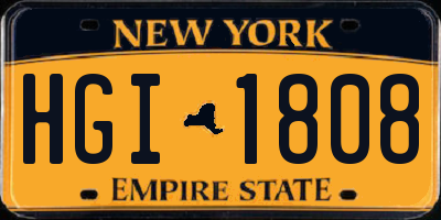 NY license plate HGI1808
