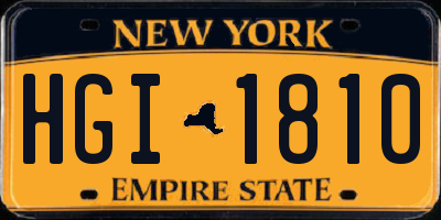 NY license plate HGI1810