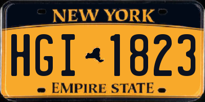 NY license plate HGI1823