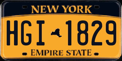 NY license plate HGI1829