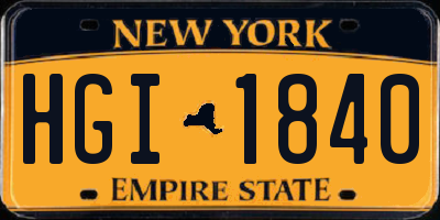 NY license plate HGI1840