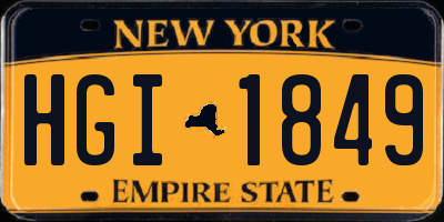 NY license plate HGI1849