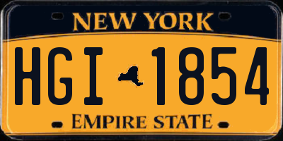 NY license plate HGI1854