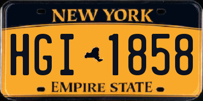 NY license plate HGI1858