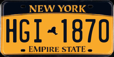 NY license plate HGI1870