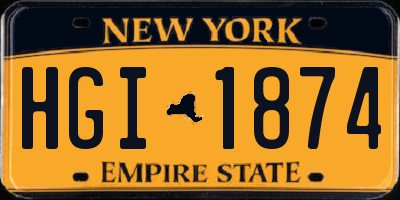 NY license plate HGI1874