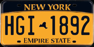NY license plate HGI1892