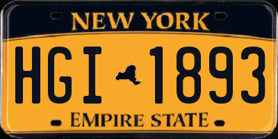 NY license plate HGI1893