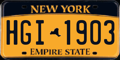 NY license plate HGI1903