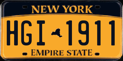 NY license plate HGI1911