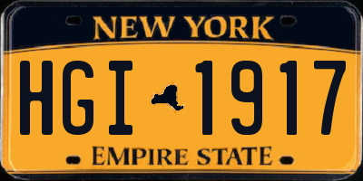 NY license plate HGI1917