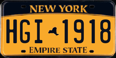NY license plate HGI1918
