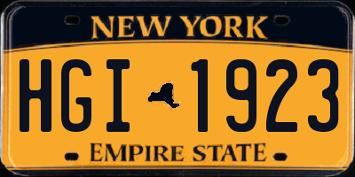 NY license plate HGI1923