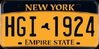 NY license plate HGI1924