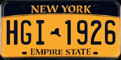 NY license plate HGI1926