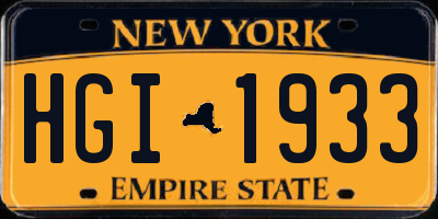 NY license plate HGI1933