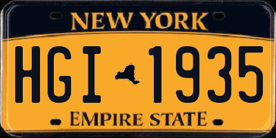 NY license plate HGI1935