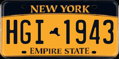 NY license plate HGI1943