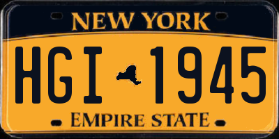 NY license plate HGI1945
